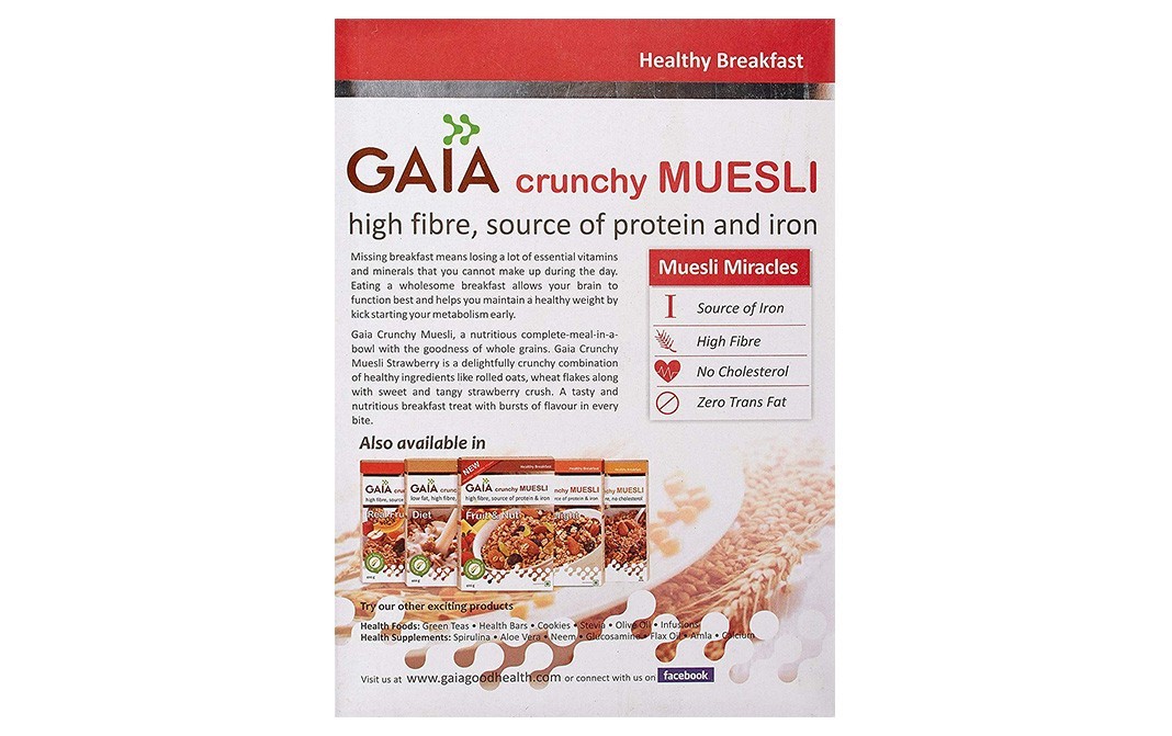 Gaia Crunchy Muesli Strawberry   Box  400 grams